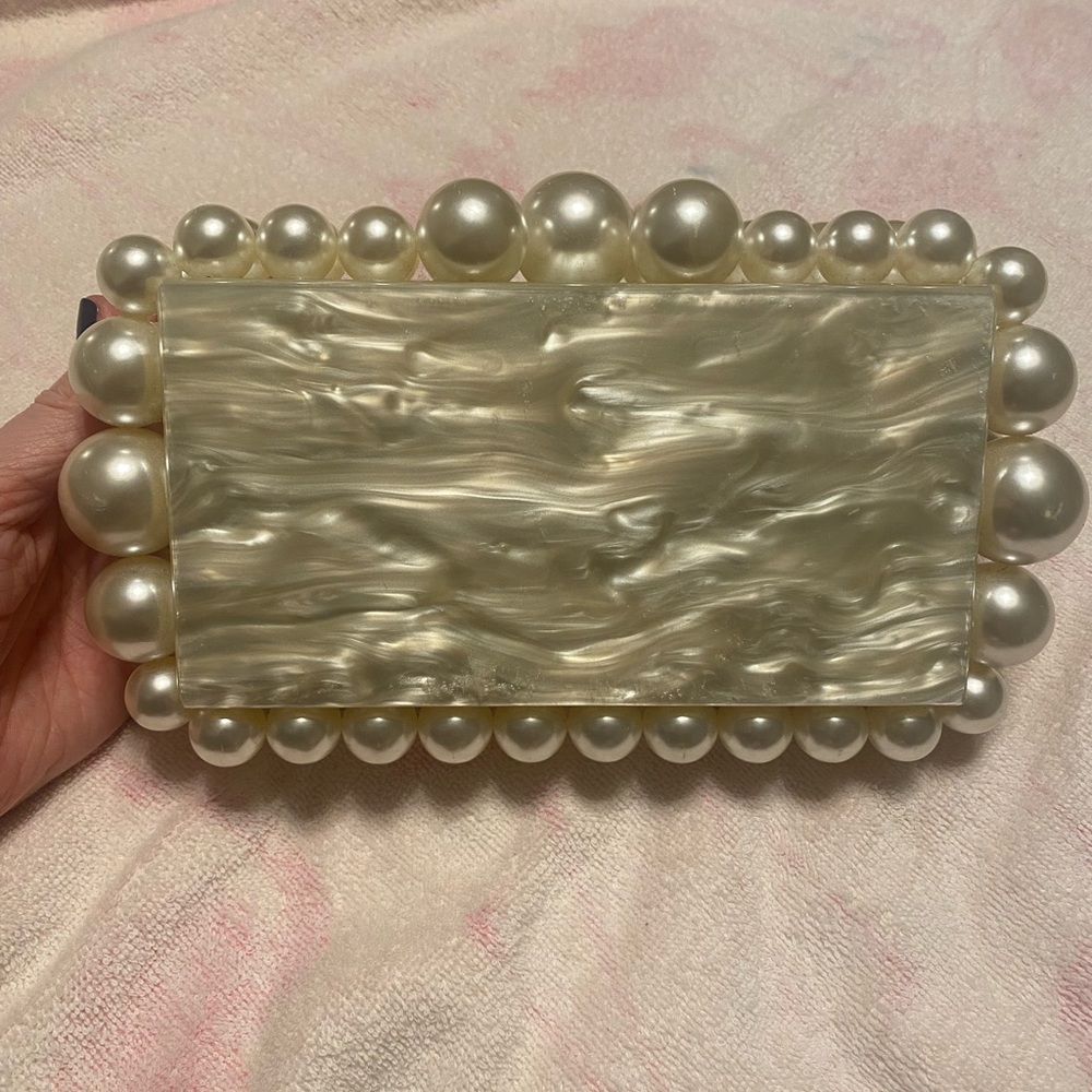 Cult Gaia Pearl-Embellished Clutch